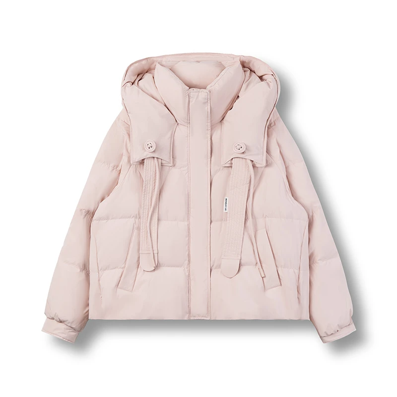 鸭鸭24新款潮流时尚户外宽松连帽休闲百搭女士短款羽绒服