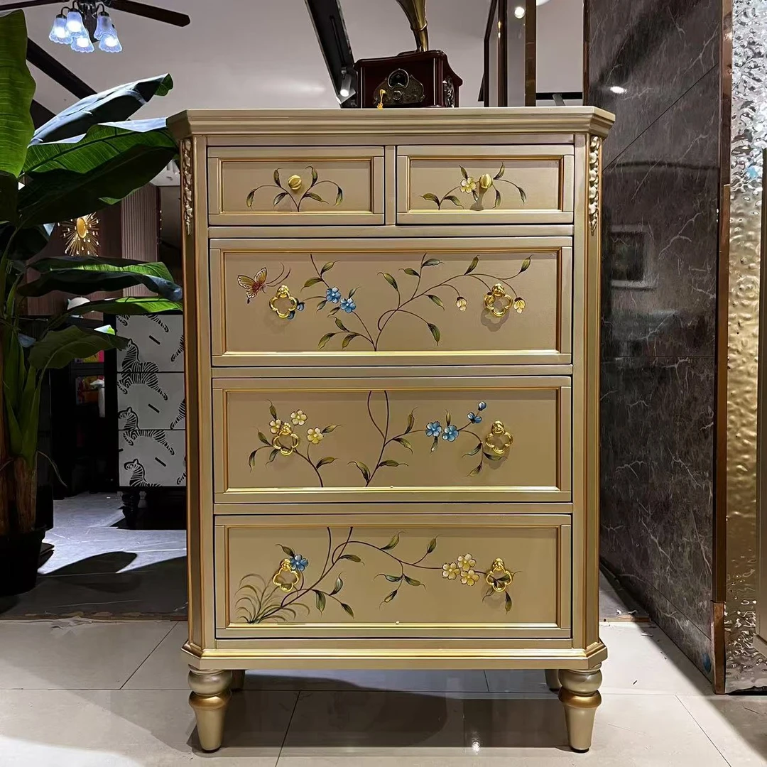 【喜悦家具】彩绘五斗柜80*35*115