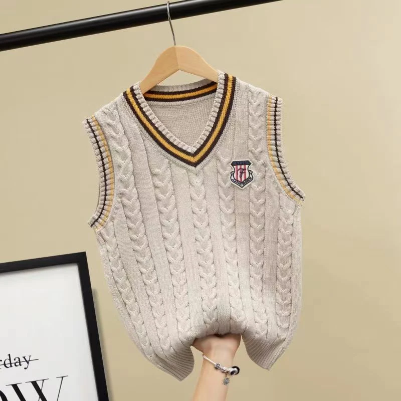 春秋马甲男童女童中大童马夹儿童洋气学院风无袖韩版秋冬宝宝外穿