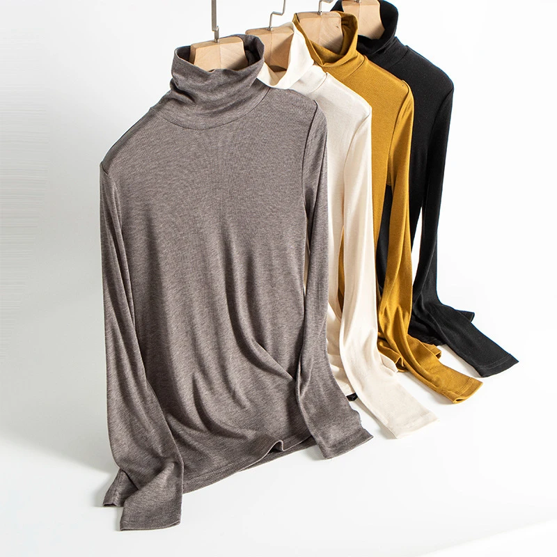 【孤品大叔专享】桑蚕丝保暖内衣打底衫高领针织春百搭内衬修身