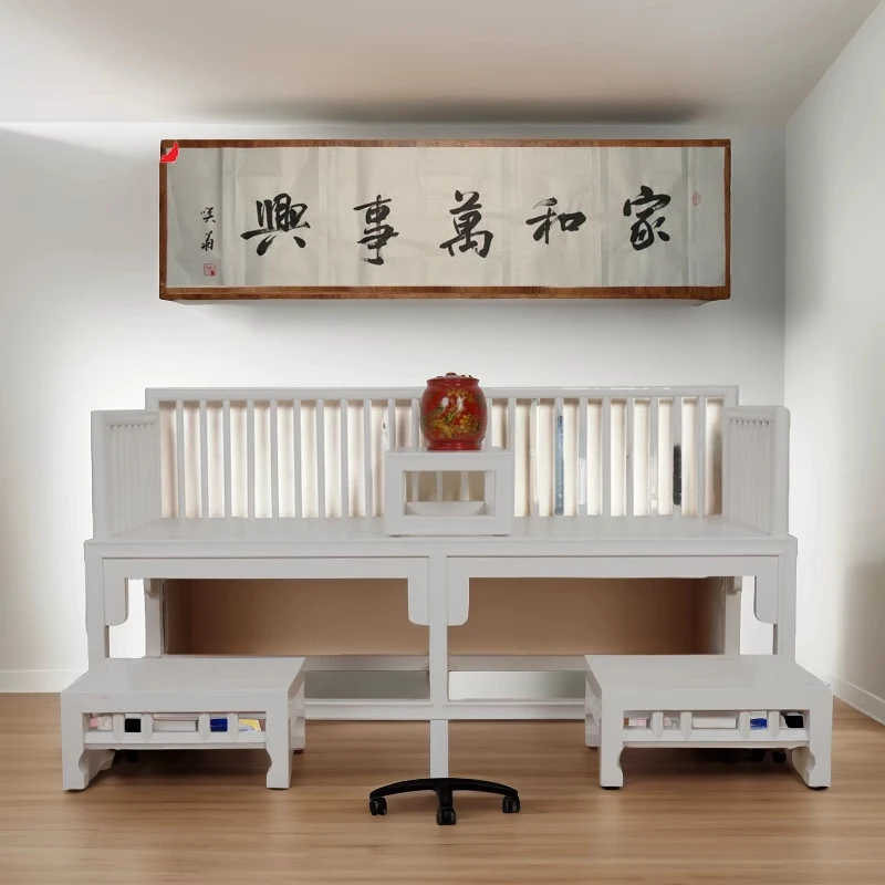 新中式复古仿古实木沙发罗汉床酒店白色床榻怀旧禅意客厅家具定制