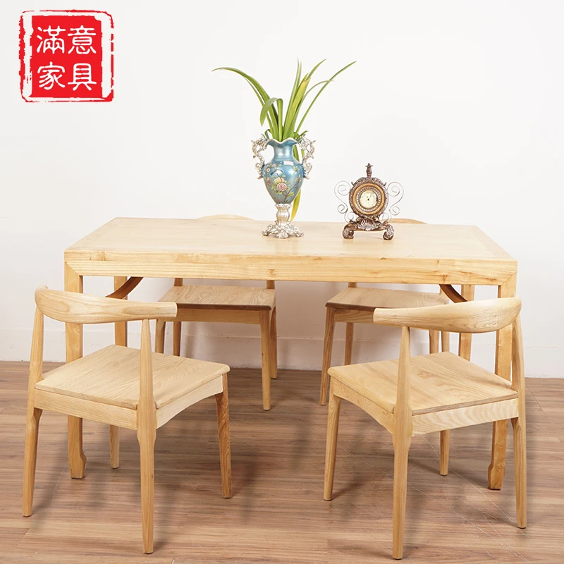 中式实木茶桌餐桌手绘画桌家具椅原木茶桌家用轻奢多功能做旧设计