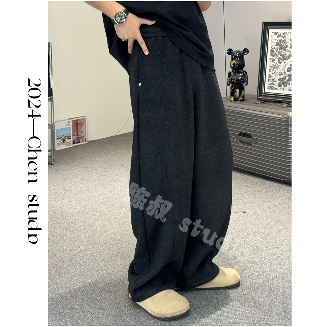 「清仓」定制【羊.毛山本裤】重磅加厚极简轻奢色织混纺弯刀卫裤24036