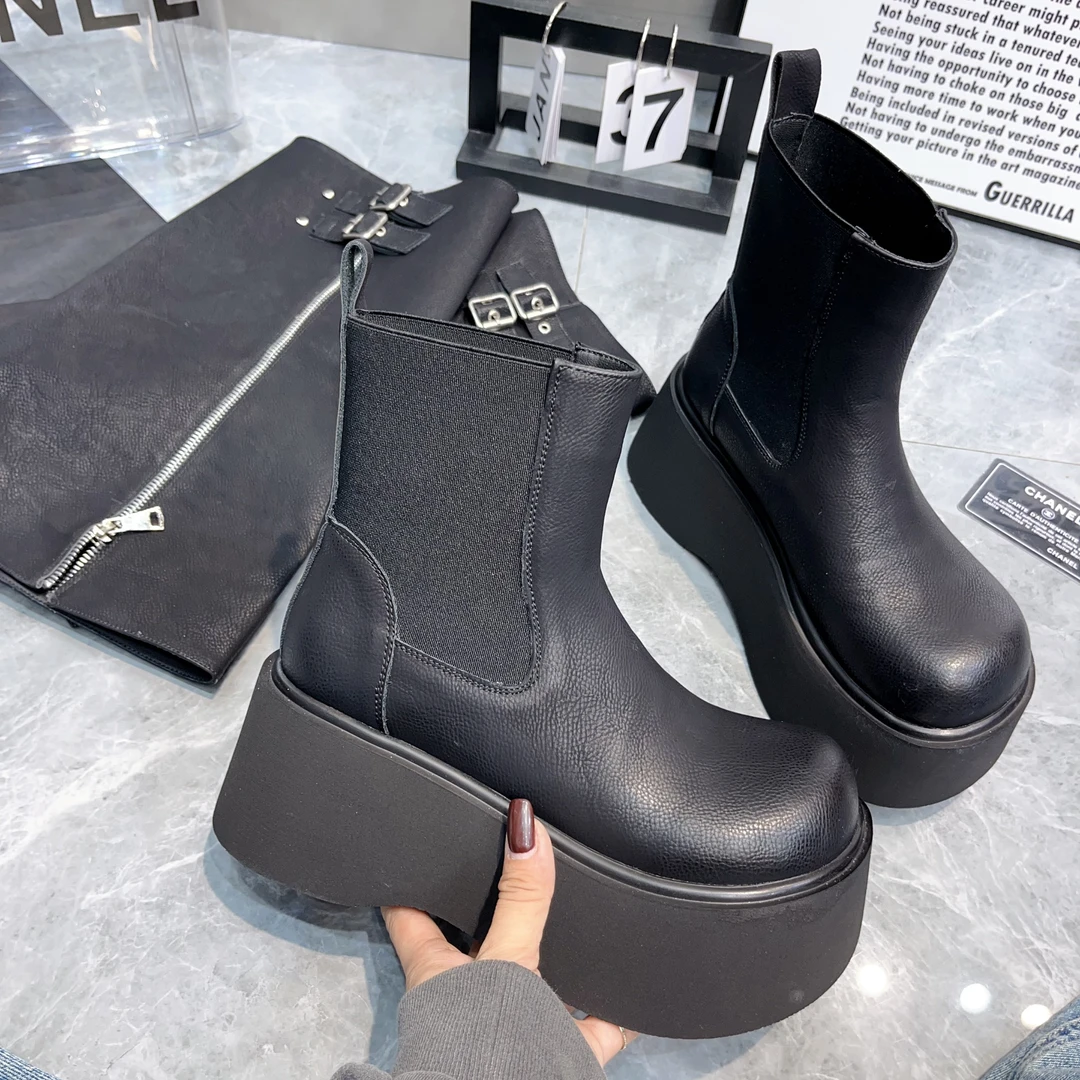 【曦和】2024新款欧货时尚百搭定制大腿围厚底跟骑士两穿烟管靴ins