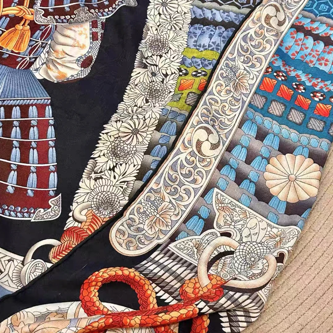 丹语丝绸-武士的盔甲-110薯莨双面丝毛大方巾