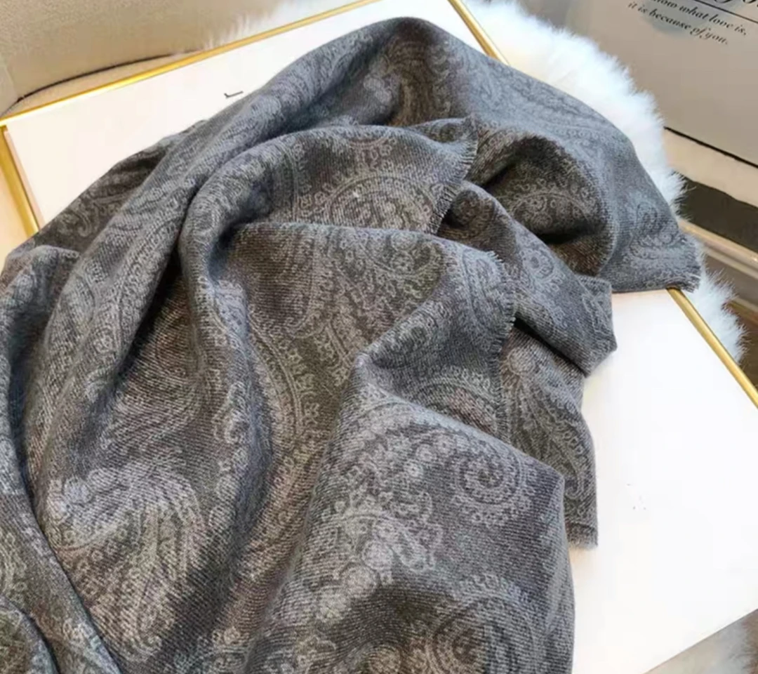 提花腰果-灰色-140大方巾