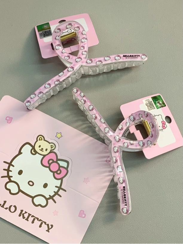 正版亚克力大号抓夹女甜美hellokitty马尾夹可爱抓夹鲨鱼夹