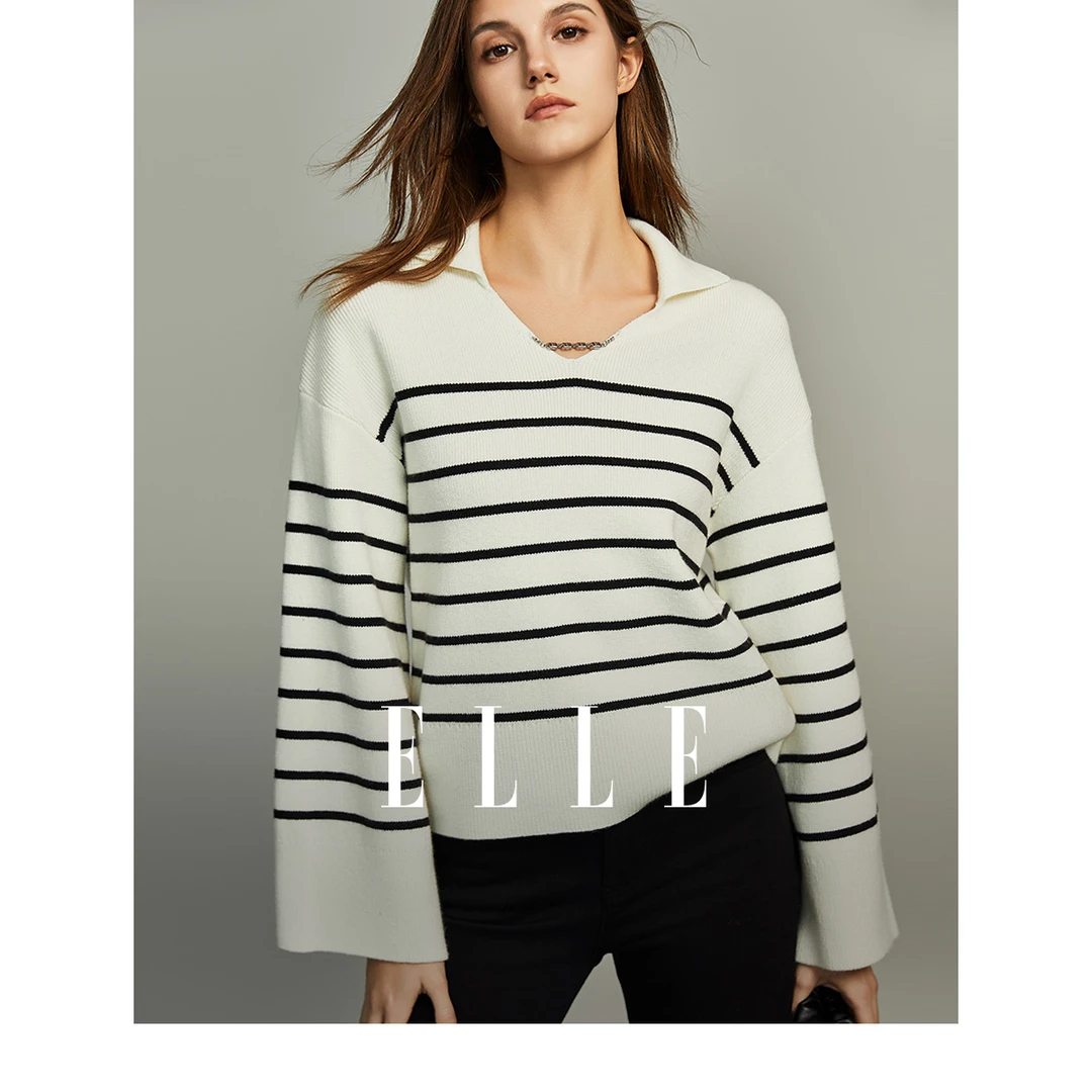 【大叔专享】设计感条纹毛针织衫2023冬季新款气质长袖毛衣EM36262