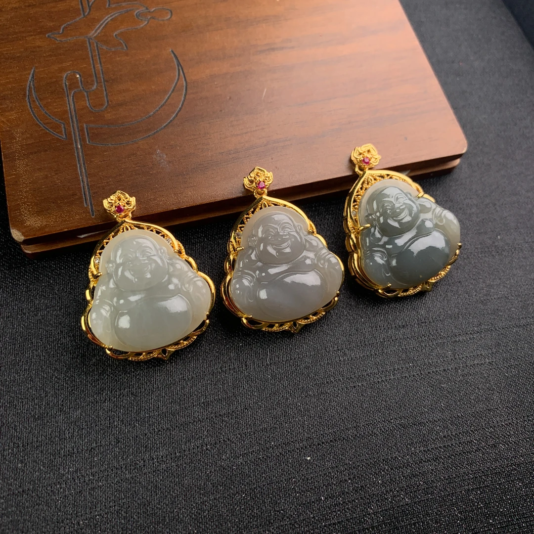 刘思懿天然和田玉佛公925银吊坠挂件精美多样性发一PZ@521592