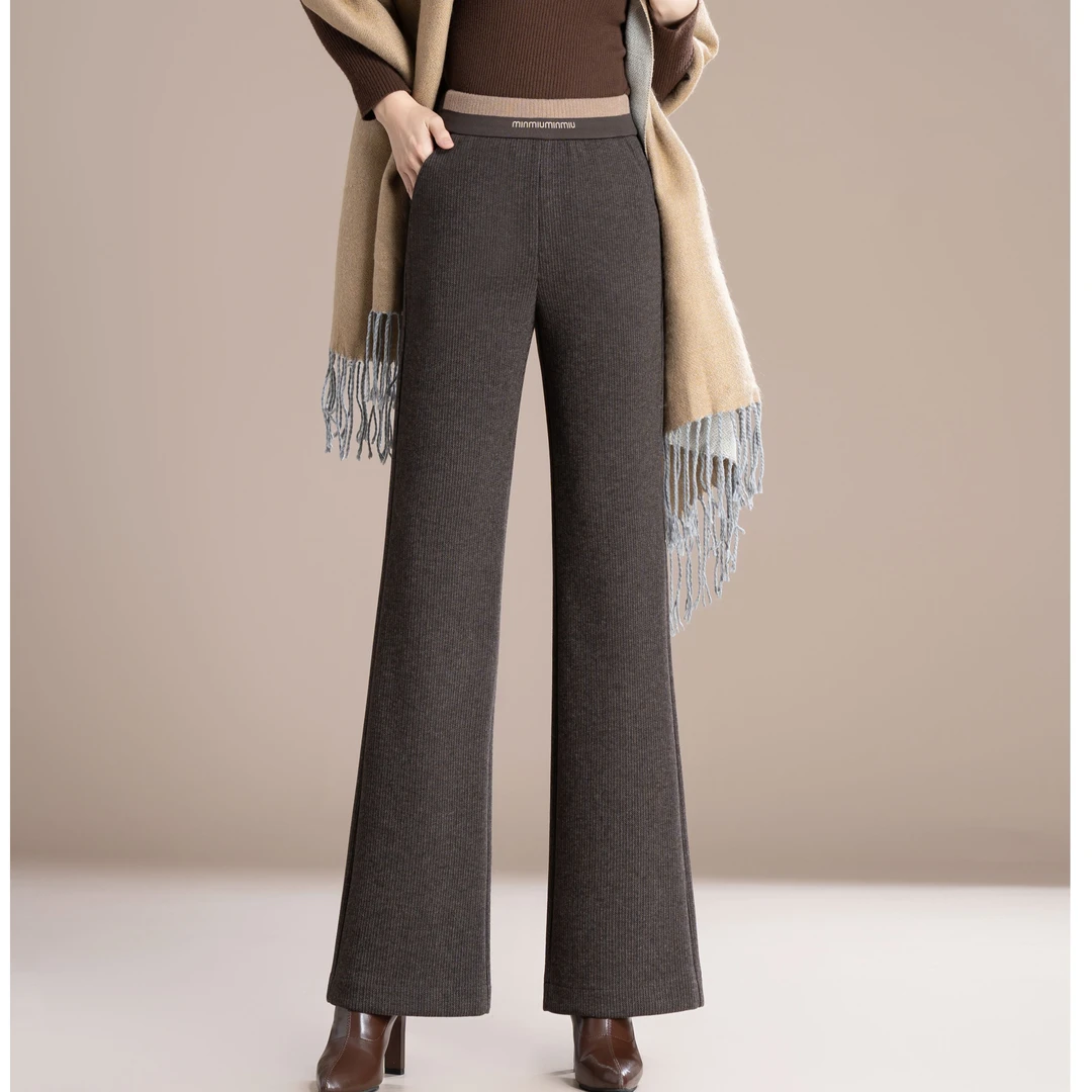 Y4411553回味依衣时尚厚款阔腿裤2024新款秋冬窄版显瘦直筒裤