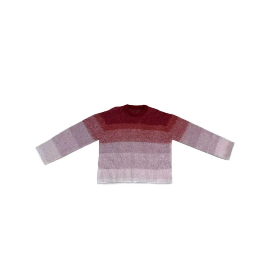 『朱小姐』“新年限定”针织红色渐变羊驼毛宽松毛衣 F381