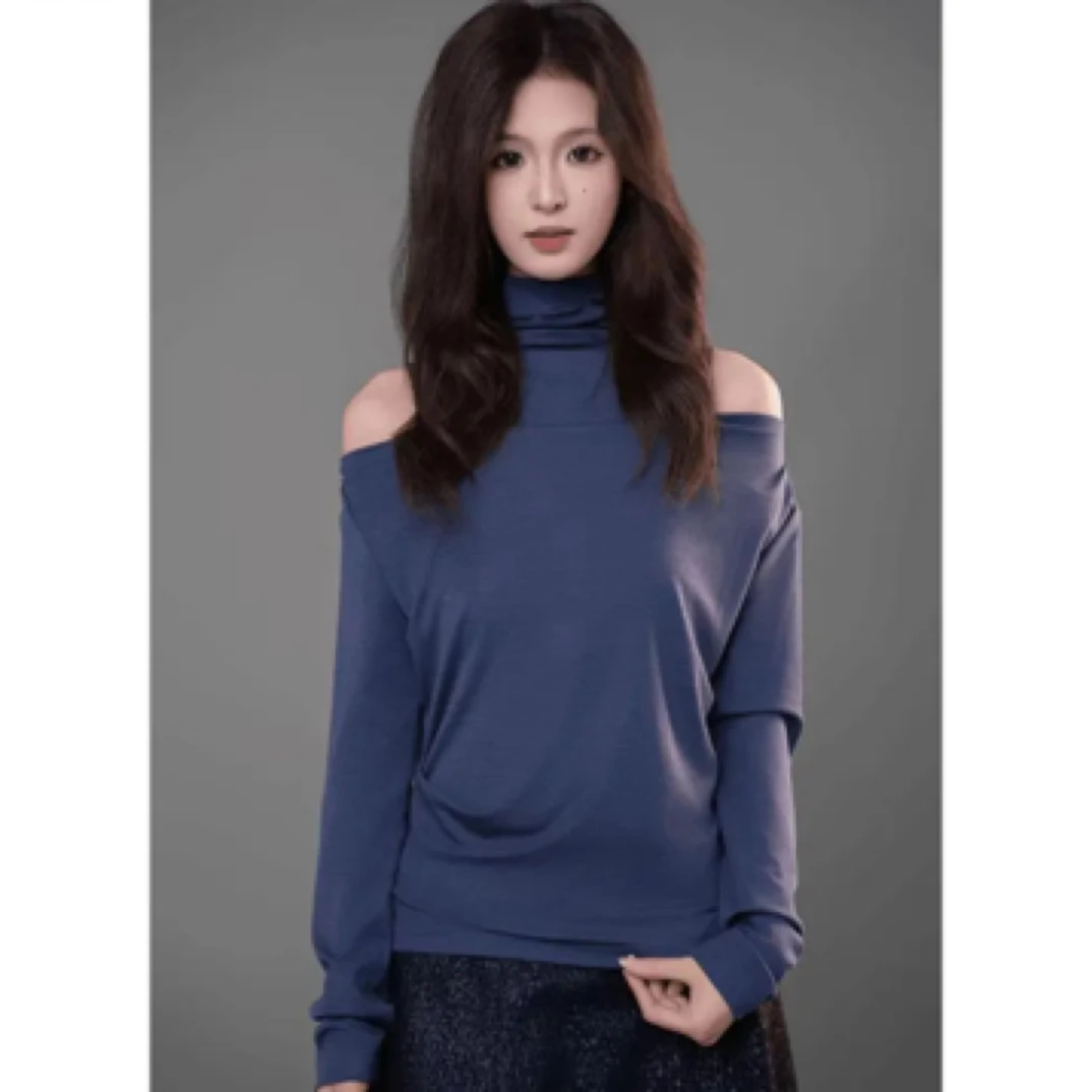 AMASS/阿玛施【两件套】5301086时尚高领设计感修身露肩长袖T恤 女