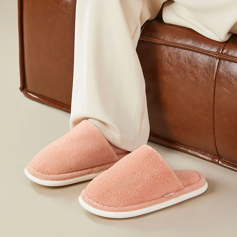 【老爸评测】蚂蚁之恋简约舒适毛绒情侣款男女居家棉拖鞋室内地板拖