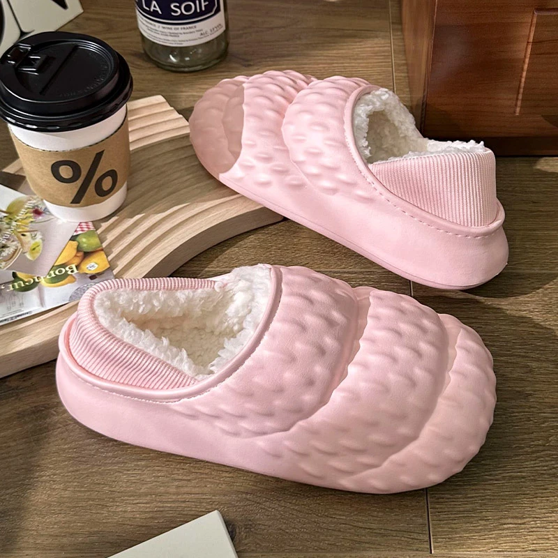 【蚂蚁之恋】新款简约清新苦瓜情侣ins男女舒适居家包跟棉鞋棉拖鞋