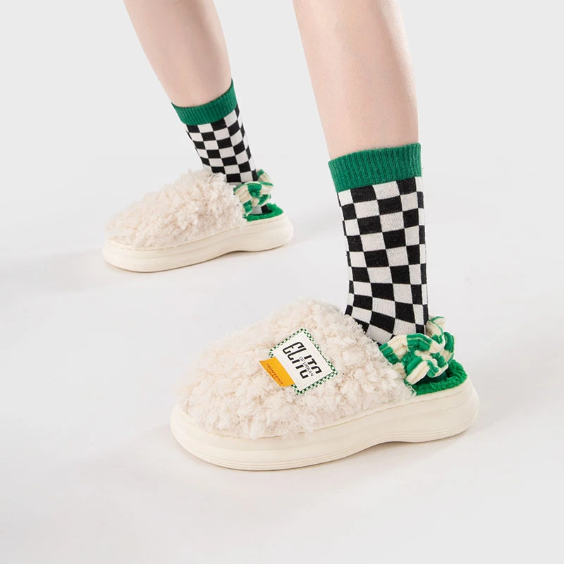 蚂蚁之恋 运动感厚底秋冬时尚保暖外穿家居两用冬季棉拖鞋 1双装