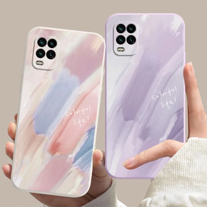适用小米10青春版彩绘涂鸦新款手机壳mi10lite液态硅胶全包直边保