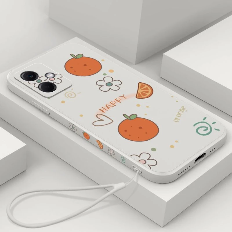 红米Redminote12 12Pro 12Pro+花朵橘子手机壳液态硅胶保护套软壳