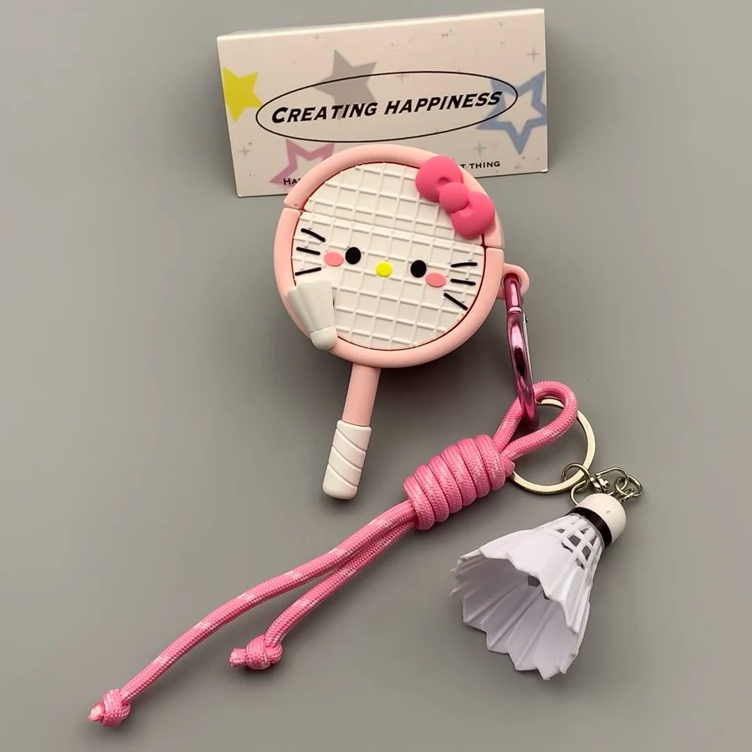 可爱羽毛球kt猫羽毛球拍苹果蓝牙无线1/2代耳机套AirPodsPro新3代