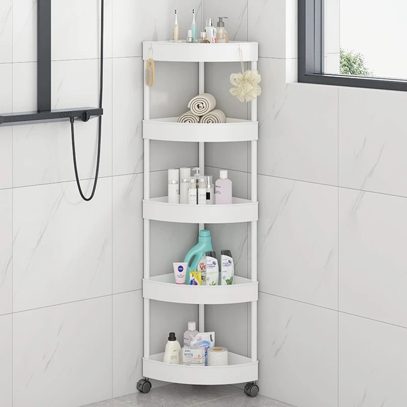 卫生间置物架落地式三角浴室夹缝多层收纳架厨房调料储物架小推车