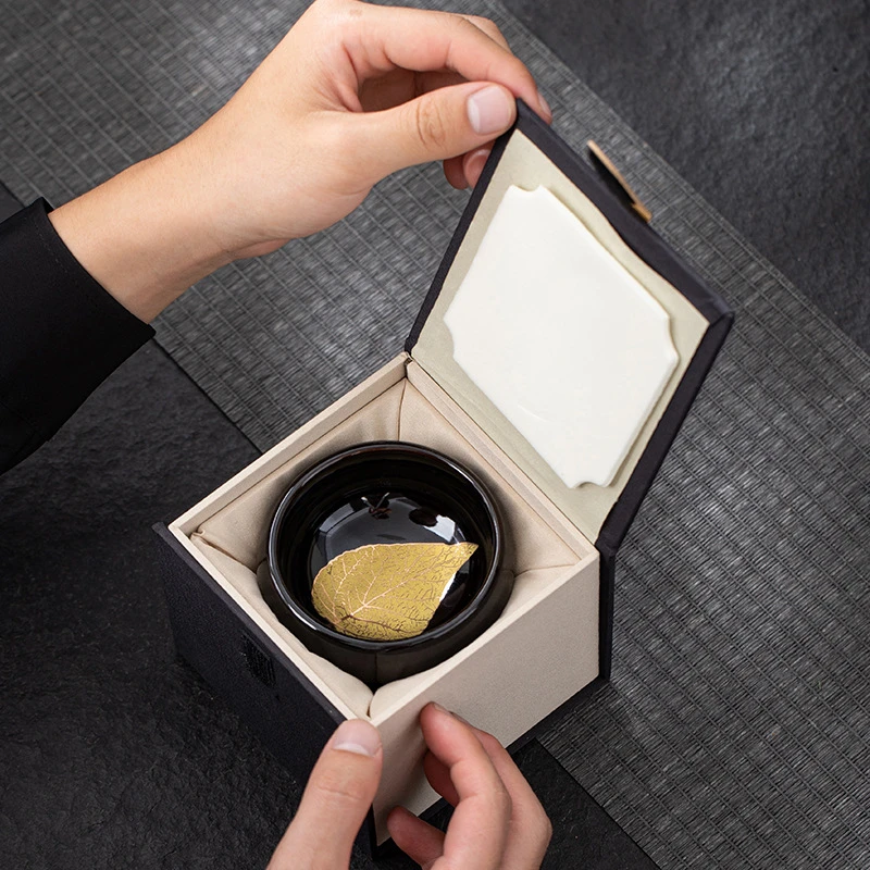 铁胎乌金木叶盏黑瓷建盏禅定杯家用主人杯品茗杯单杯大号茶碗LZ
