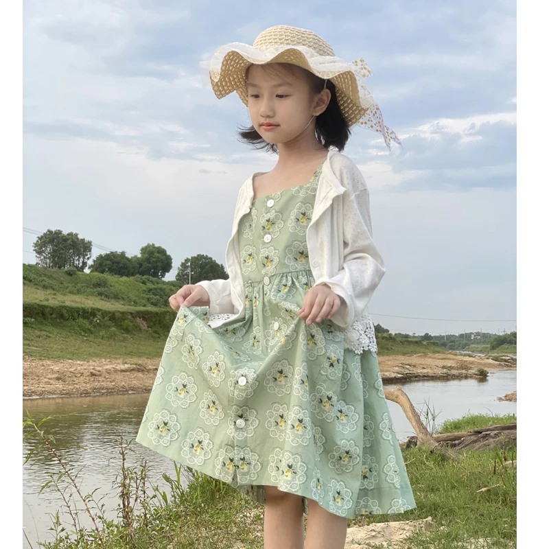 初芽童装女童连衣裙2023夏季新款儿童洋气纯棉背心裙海边沙滩裙