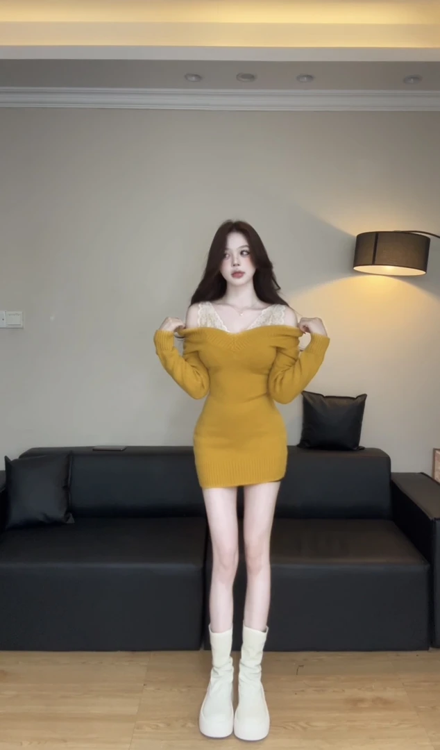 法式气质蕾丝内搭针织毛衣长袖连衣裙女秋冬2025新款包臀裙套装