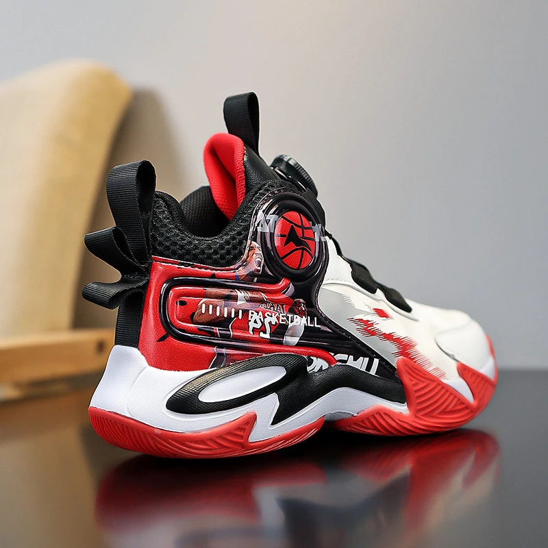 科比断码男童鞋子秋季儿童皮面防水篮球鞋中大童跑步高帮运动鞋潮