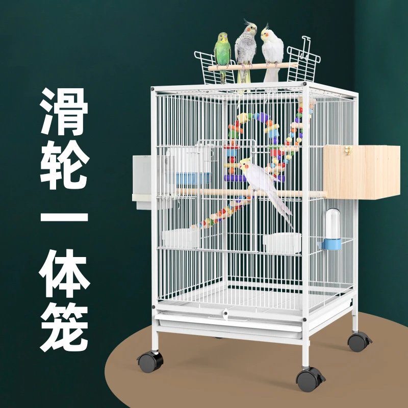 鹦鹉玄凤鸟笼带喂鸟器鸟窝繁殖箱用品玩具草窝观赏笼别墅大号鸟笼
