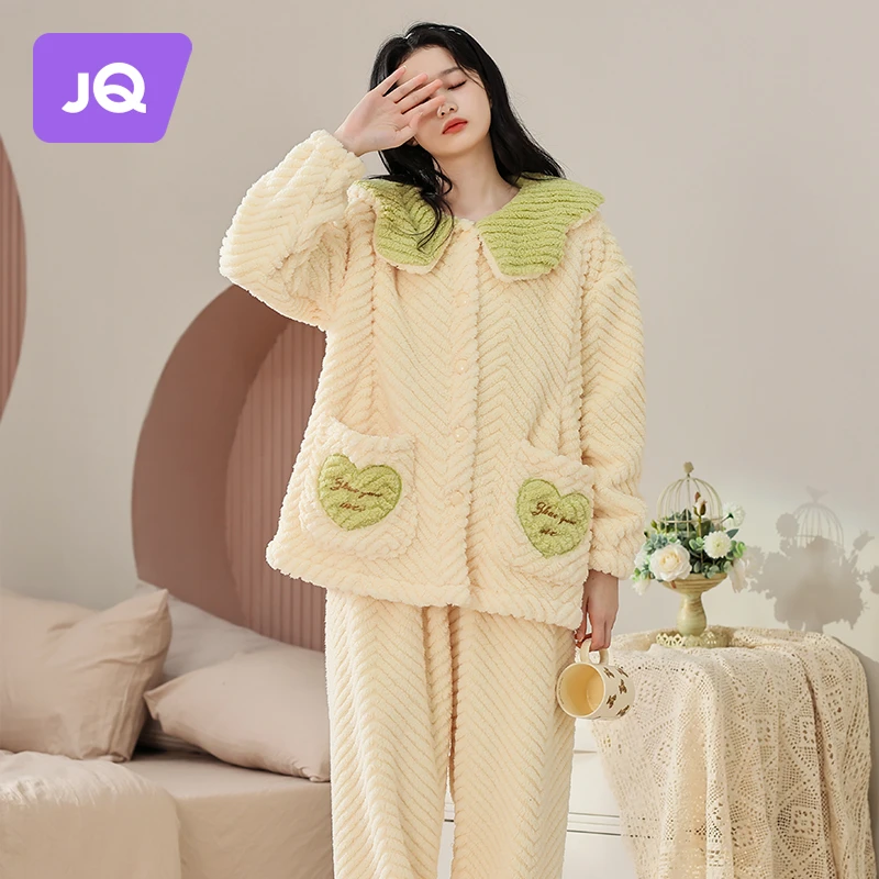 婧麒月子服秋冬产后孕妇睡衣怀孕期产妇喂奶哺乳家居服珊瑚绒套装