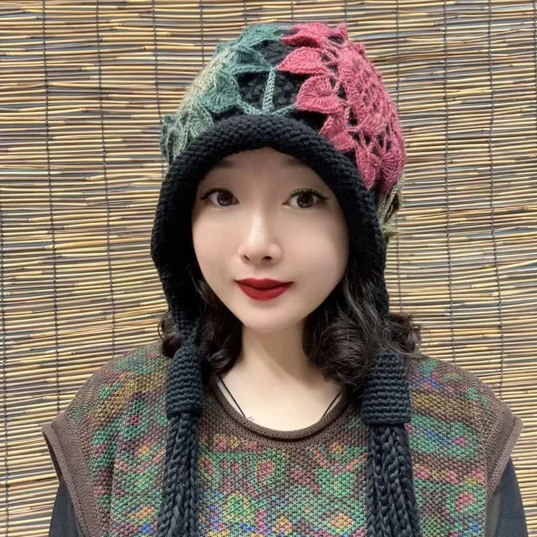 双层太阳花辫子帽（同色系发）