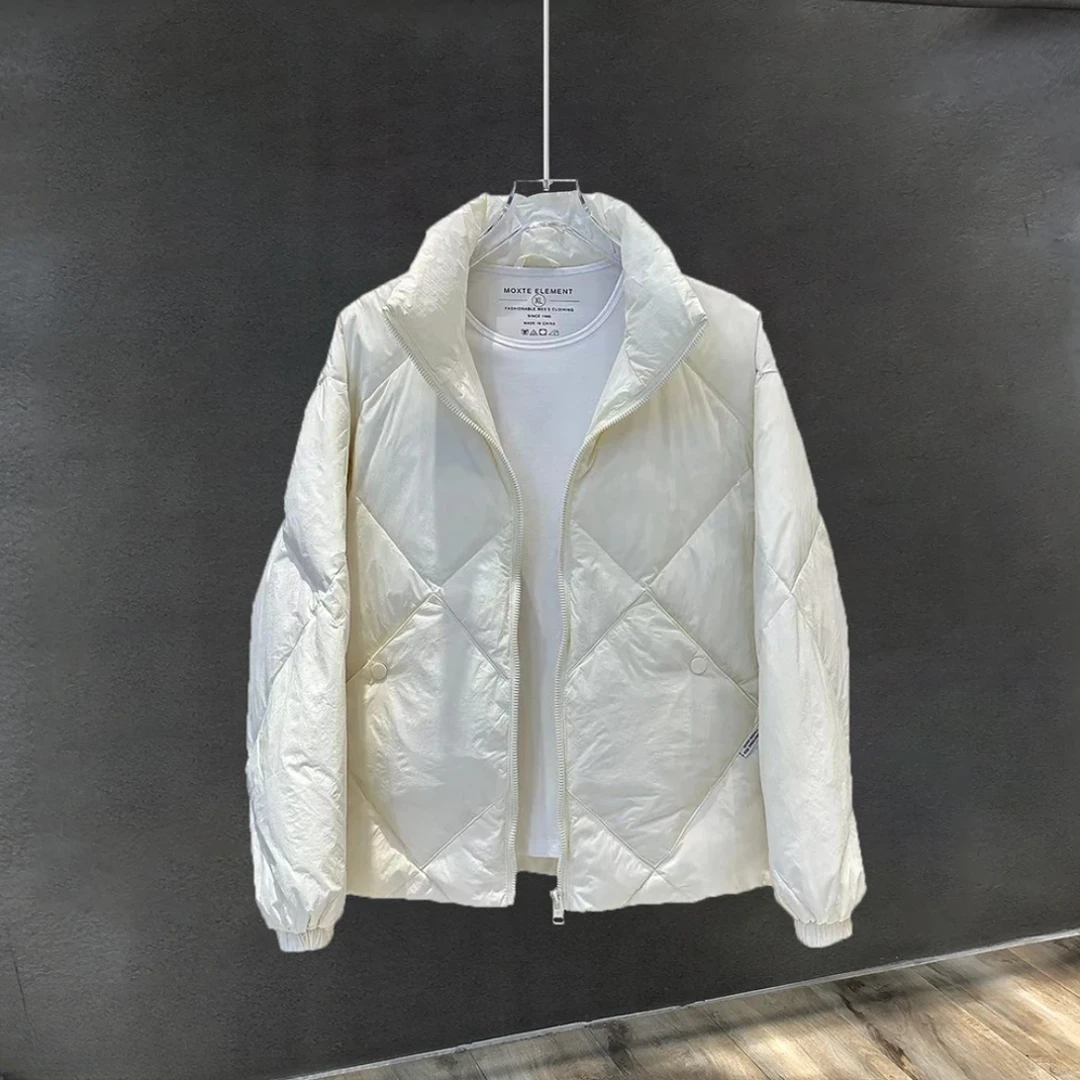 FR9967冬季男士立领菱形格时尚保暖休闲百搭宽松加厚外套