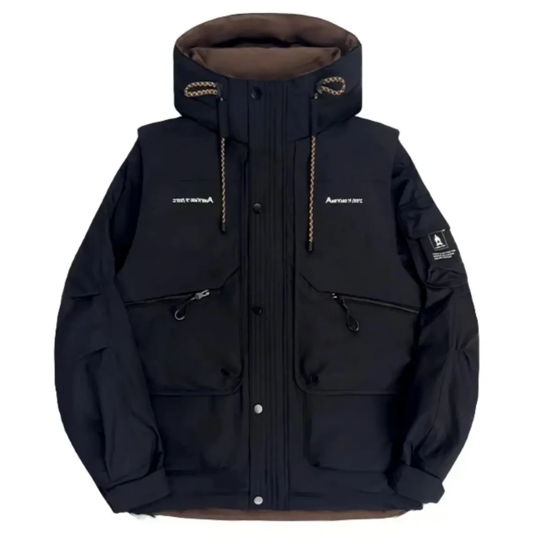 FR80085冬季御寒连帽宽松冲锋衣情侣外套潮流保暖户外防风