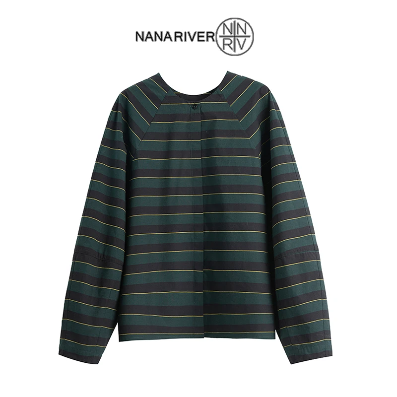 【墨花锦】小众原创极简风条纹衫外套原创设计师款高级感