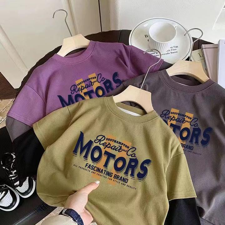 儿童长袖T恤春秋季男童百搭痞帅打底衫宝宝中小童秋装假两件上衣t