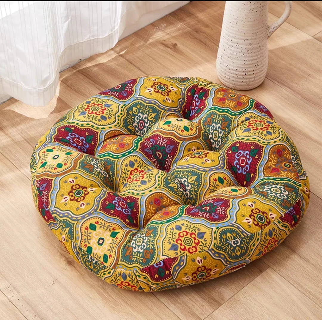 秋色棉麻圆形椅子坐垫学生加厚垫子屁垫椅垫家用榻榻米蒲团软垫