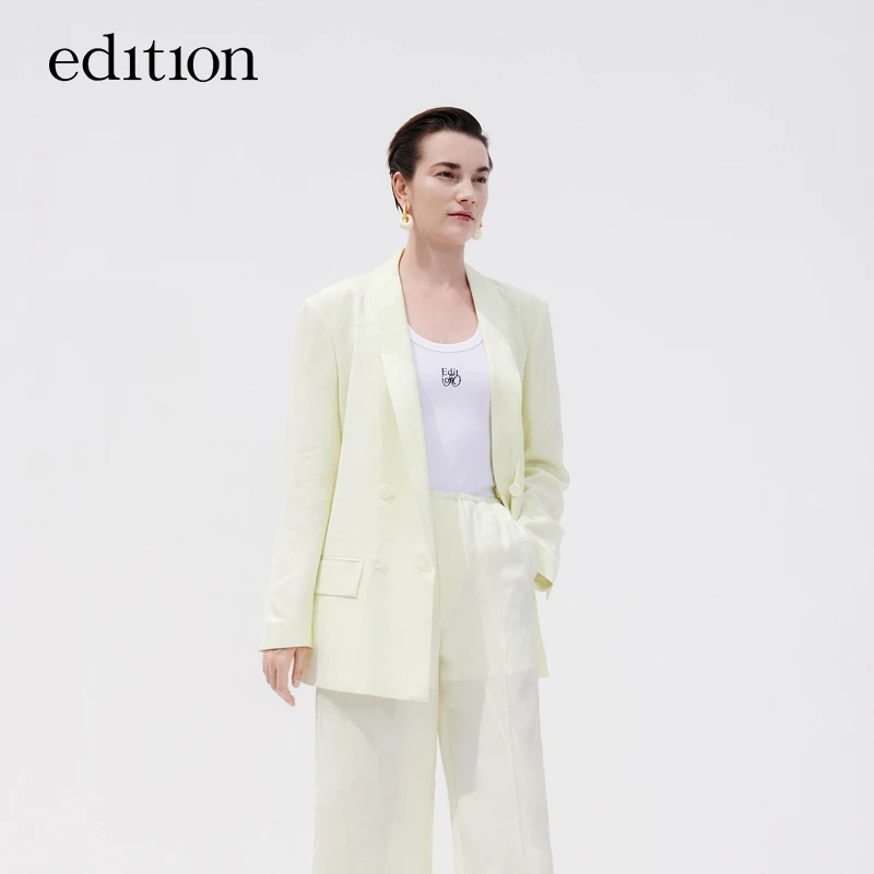 【商场同款】edition2023夏新款青果领提花女绅士西装#EBC2BLA003