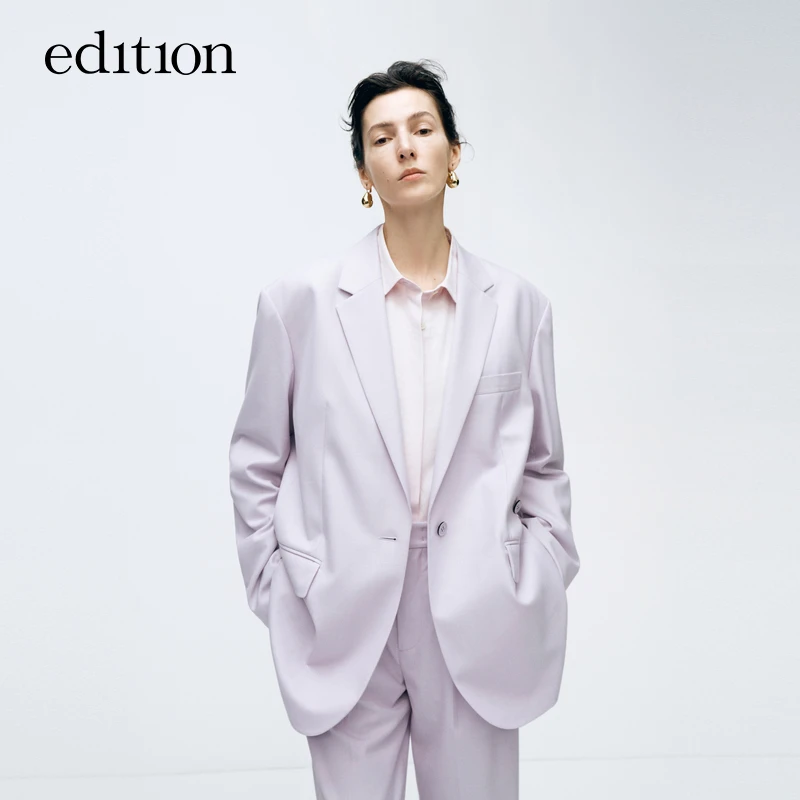 【商场同款】edition2024春款浅兰紫色绵羊毛西装外套#EBD1BLA006