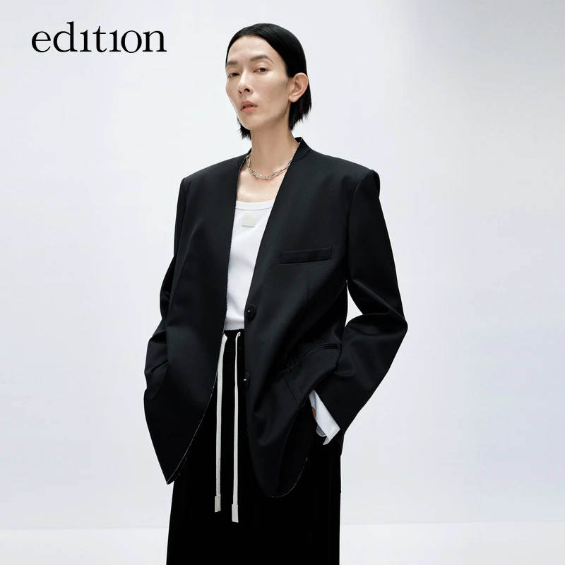 【商场同款】edition春款无领绵羊毛女绅士西装#EBD1BLA004