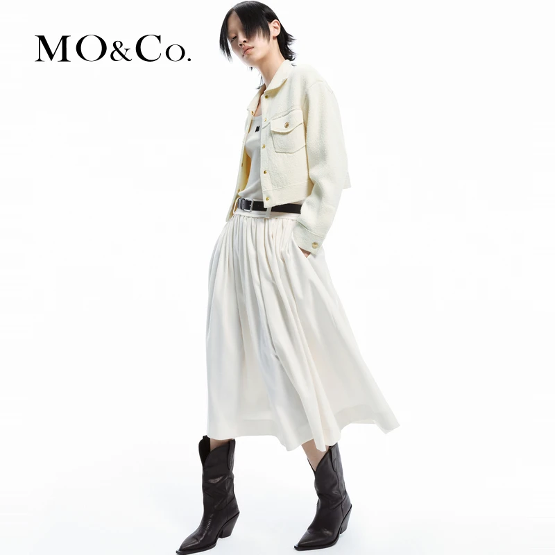 MOCO春中腰宽松A字廓形伞摆半身裙(附腰带)MBD1SKTT21