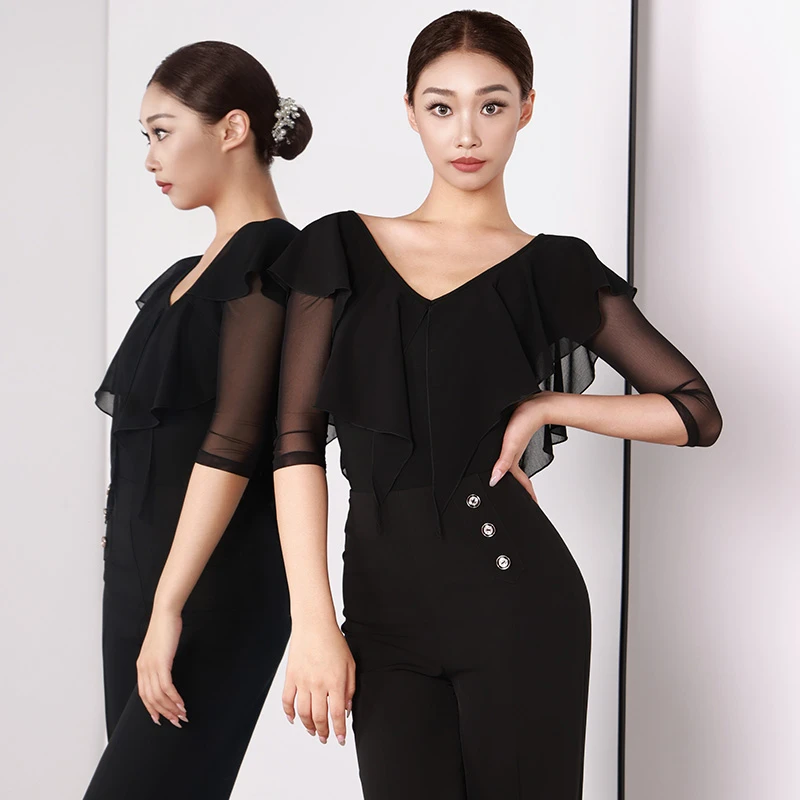 2024春夏新款MD34雪纺网纱拼接体服摩登