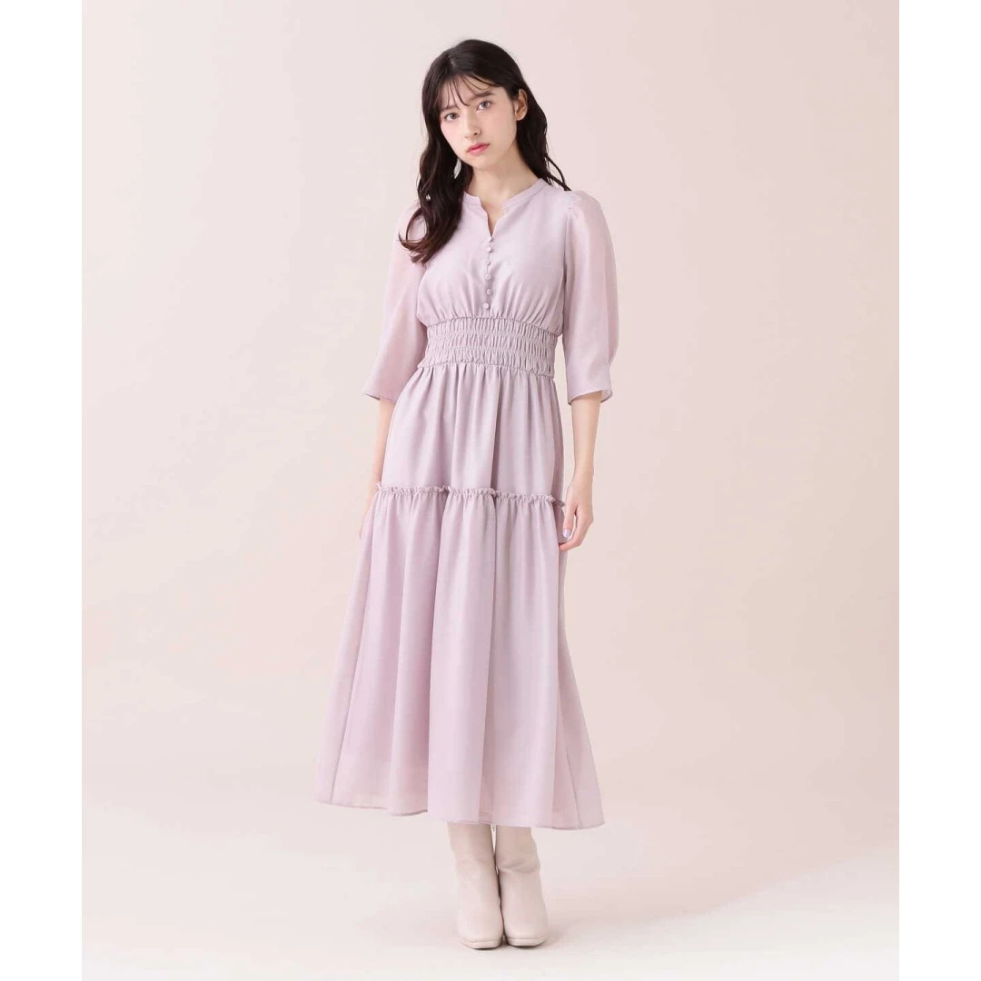 【六哥家】日系品牌 明星杂志款 J 五分袖设计感气质修身连衣裙