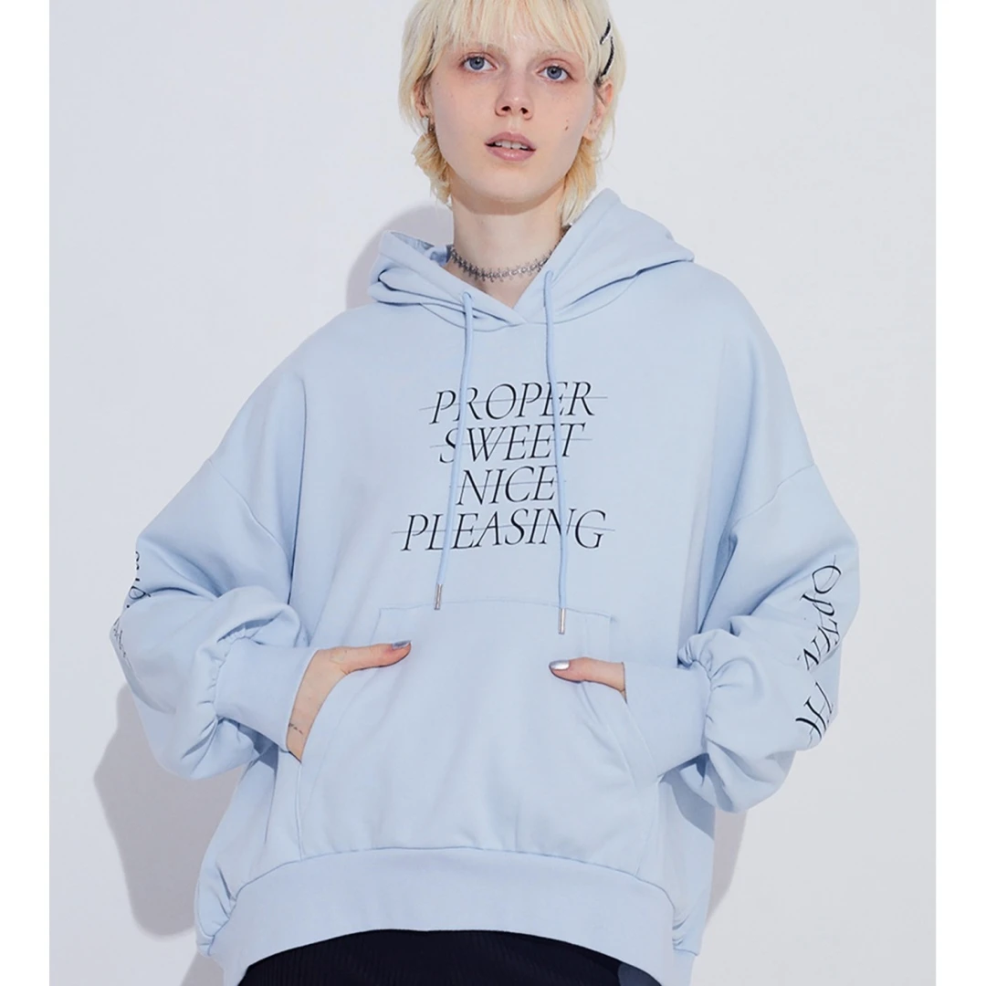 【Yorozuya】日系品牌 秋冬新款 E 时尚休闲百搭宽松印花超大连帽衫