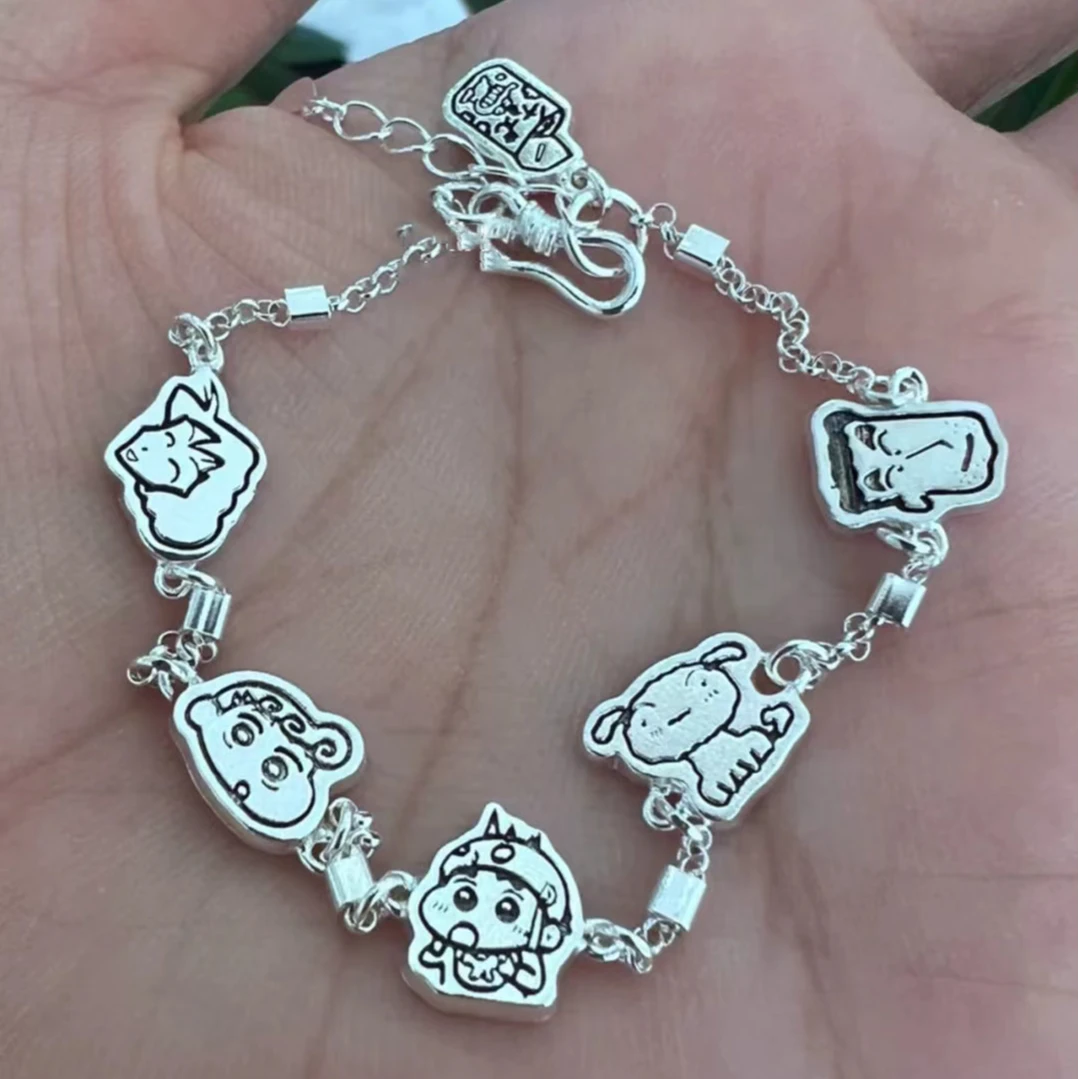 铜合金手链 野原一家银色可爱动漫卡通手链女ins小众时尚小新手链