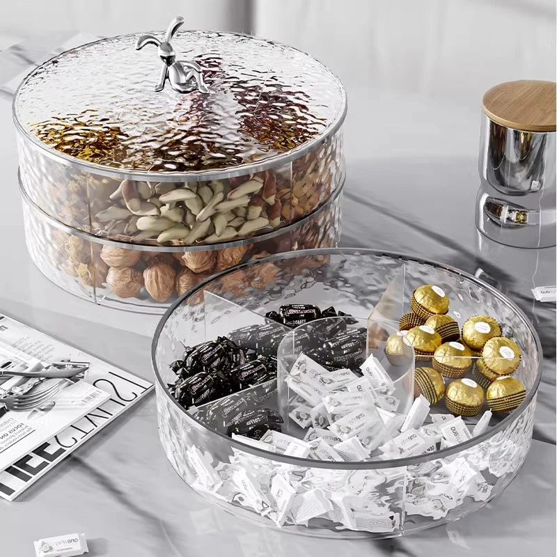 C2轻奢密封坚果零食收纳盒客厅干果盘家用新款果盘过年糖果盒带盖