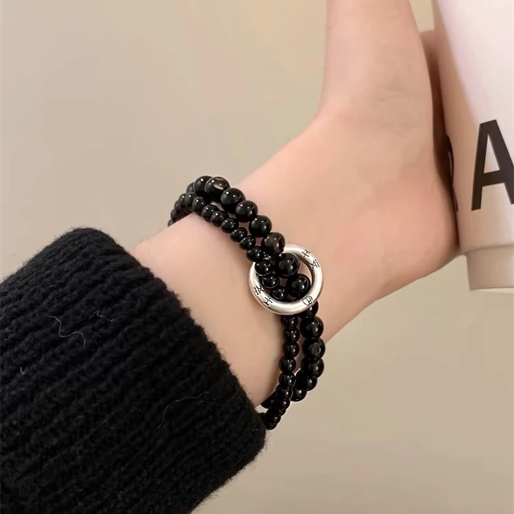 非金属仿水晶手链 A20-6110双圈平安手链轻奢小众新中式国潮复古