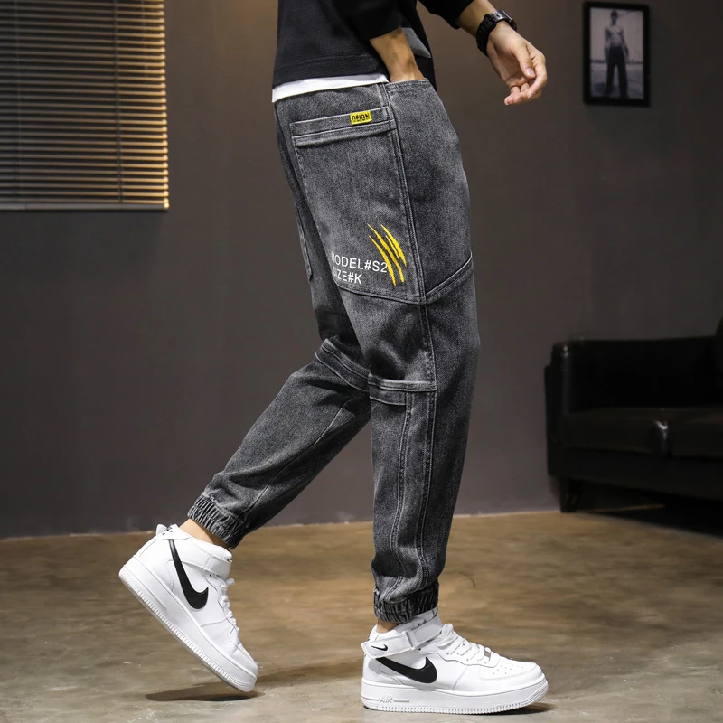【小扬哥推荐】秋季潮牌牛仔裤男士宽松直筒工装束脚秋冬款休闲长