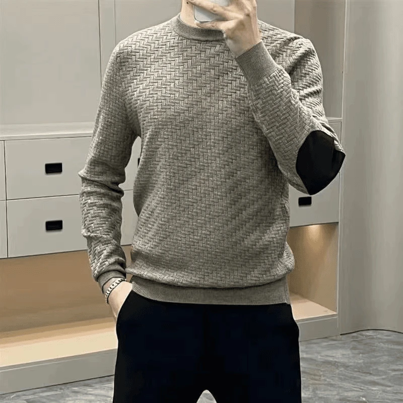 2024秋冬新款男士长袖针织衫休闲百搭商务修身纯色保暖打底毛衣潮
