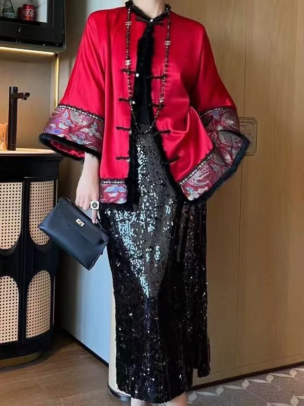 【伊家】高级感国风复古盘扣重工刺绣外套