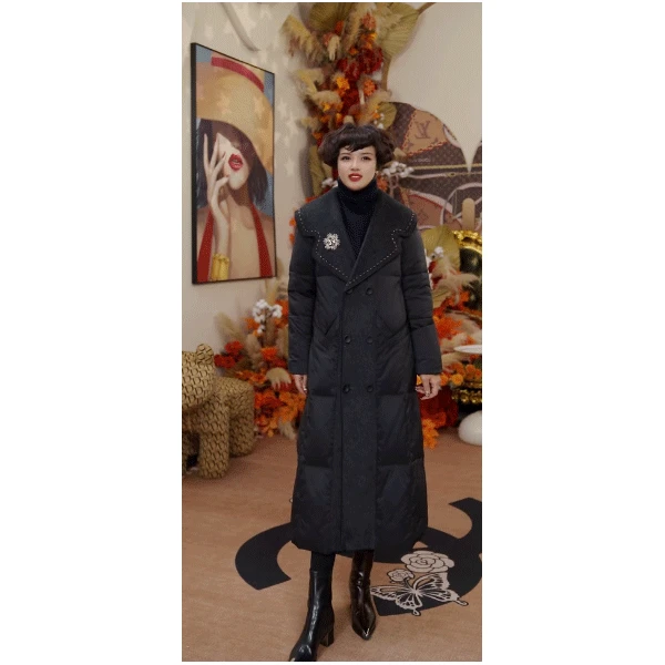 Y7616 菲姐时尚气质中长款冬季百搭设计师女士羽绒服