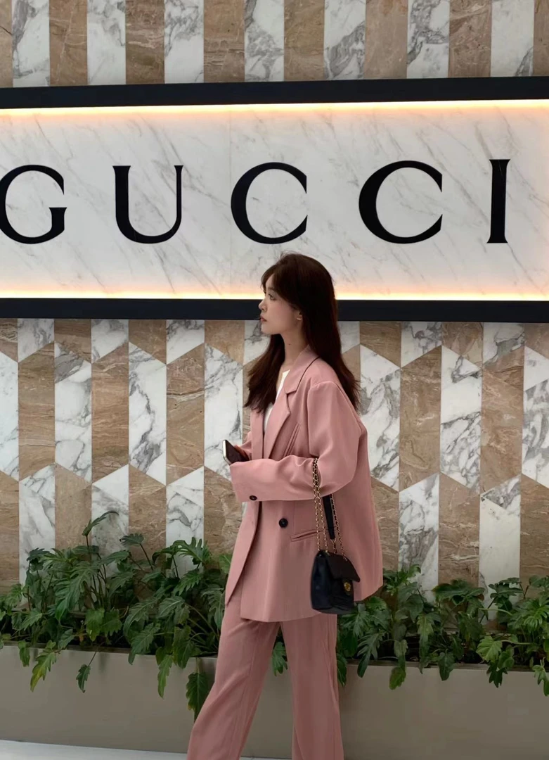 春装韩版宽松小西装高级感气质阔腿裤套装